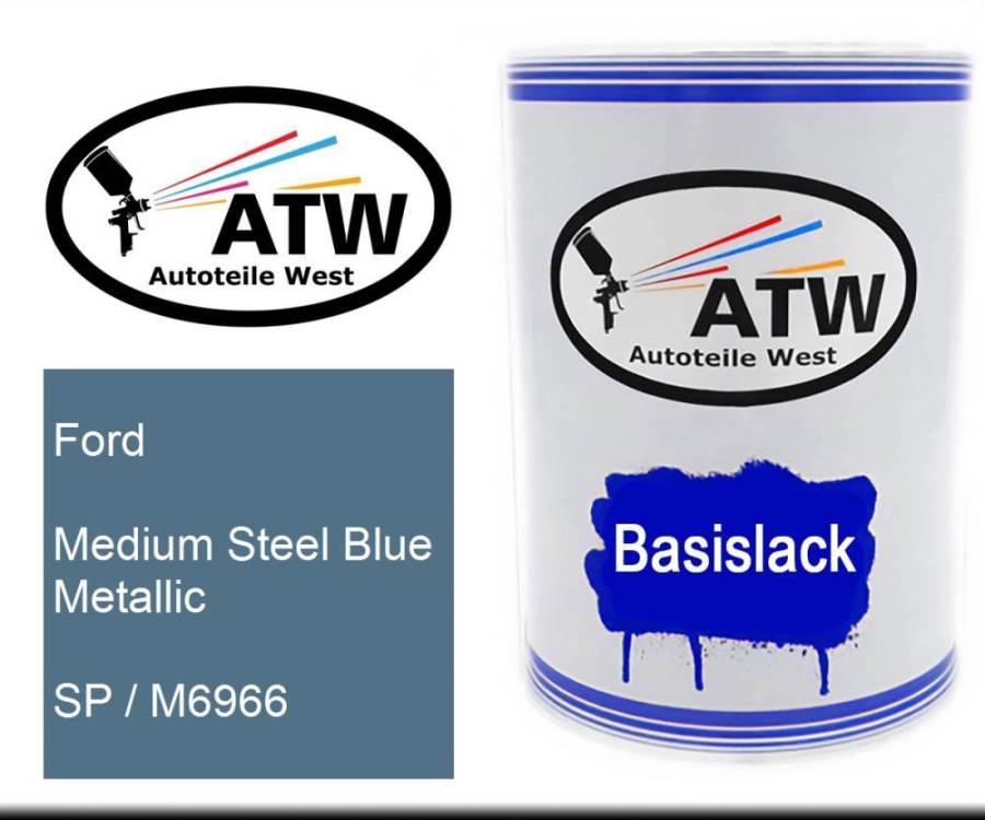 Ford, Medium Steel Blue Metallic, SP / M6966: 500ml Lackdose, von ATW Autoteile West.